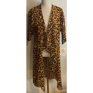 Women's LuLaRoe Shirley Leopard Print Shrug S Brown Orange